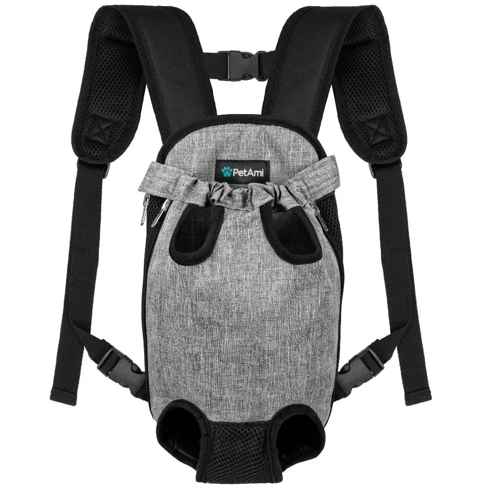 PetAmi Pet Carrier Backpack Front Puppy Dog Carrier Legs Out Gray Small NEW